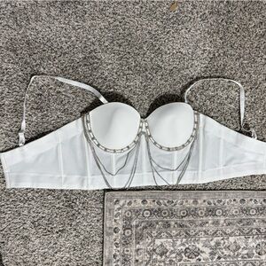 White Bustier with Chain Details